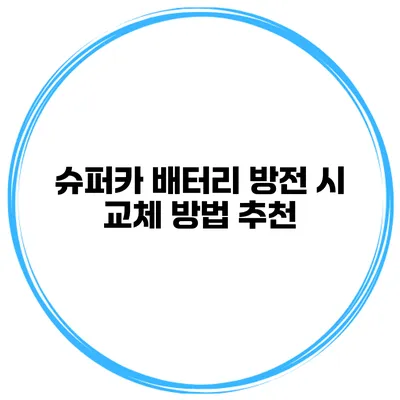 슈퍼카 배터리 방전 시 교체 방법 추천