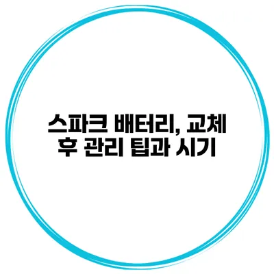 스파크 배터리, 교체 후 관리 팁과 시기