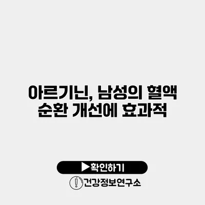 아르기닌, 남성의 혈액 순환 개선에 효과적
