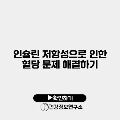 인슐린 저항성으로 인한 혈당 문제 해결하기