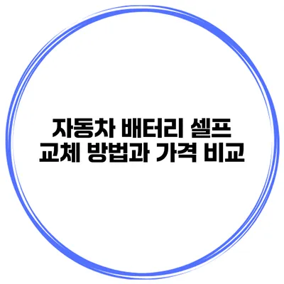 자동차 배터리 셀프 교체 방법과 가격 비교