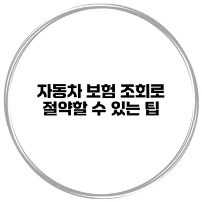 자동차 보험 조회로 절약할 수 있는 팁
