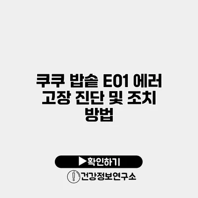 쿠쿠 밥솥 E01 에러 고장 진단 및 조치 방법