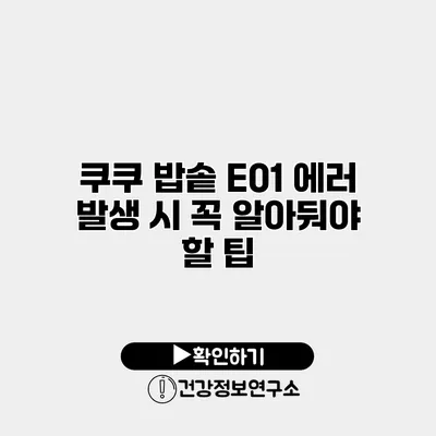 쿠쿠 밥솥 E01 에러 발생 시 꼭 알아둬야 할 팁