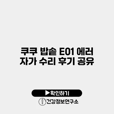 쿠쿠 밥솥 E01 에러 자가 수리 후기 공유