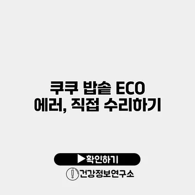 쿠쿠 밥솥 ECO 에러, 직접 수리하기