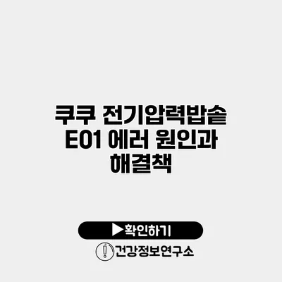쿠쿠 전기압력밥솥 E01 에러 원인과 해결책