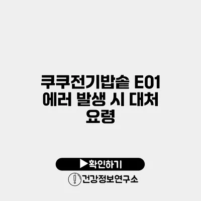 쿠쿠전기밥솥 E01 에러 발생 시 대처 요령