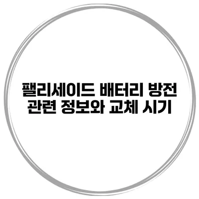 팰리세이드 배터리 방전 관련 정보와 교체 시기