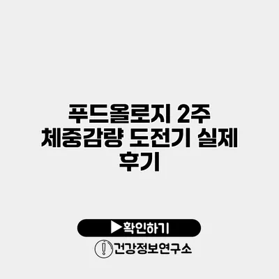 푸드올로지 2주 체중감량 도전기 실제 후기