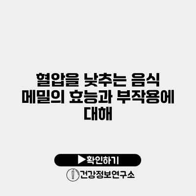 혈압을 낮추는 음식 메밀의 효능과 부작용에 대해