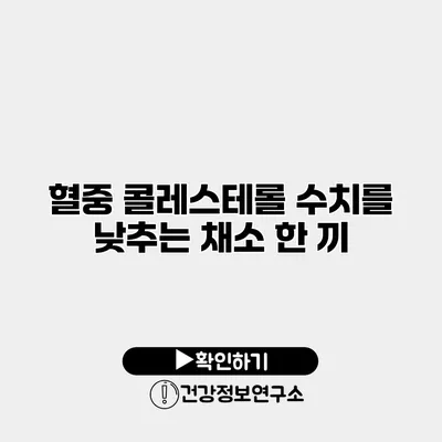 혈중 콜레스테롤 수치를 낮추는 채소 한 끼